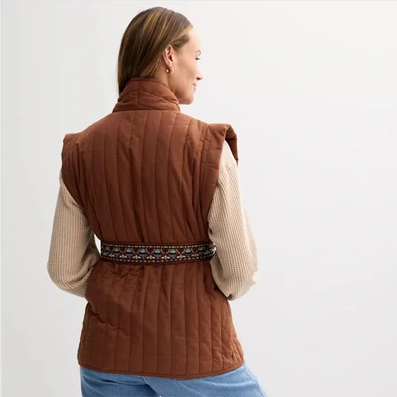 NWT Women's Farmers Market Quilted Vest Size Medium Color Brown - Picture 3 of 8